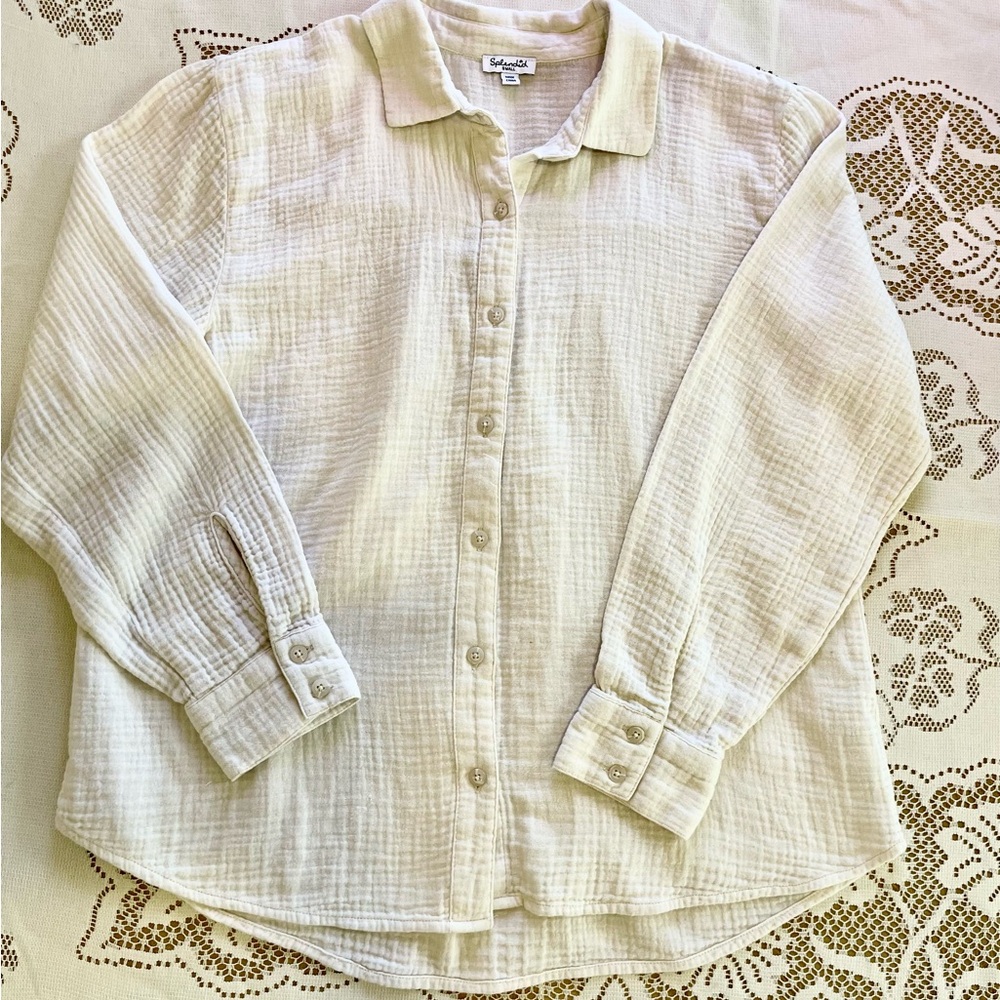Splendid Women’s  Oversized 100% Cream Button Down Shirt